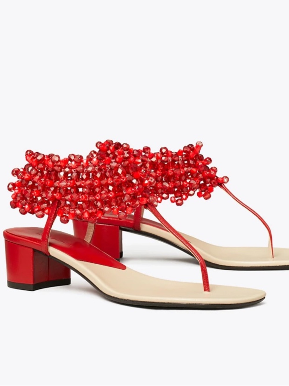 Tory Burch Red Beaded Sandal